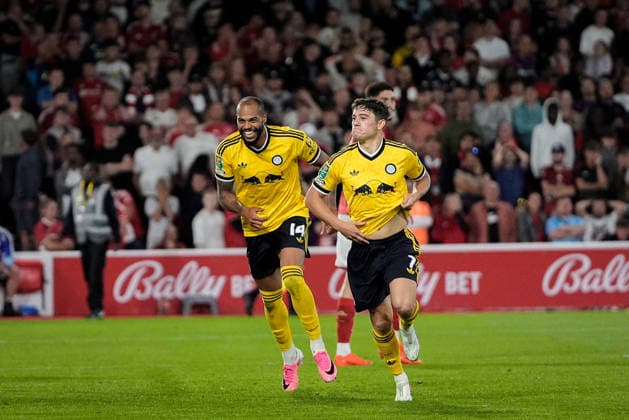 Carabao Cup round 2 Nottingham Forest v Leeds Rhinos Daniel James of Leeds United celebrates his goal to make it 0-1 during the Carabao Cup round 2 match Nottingham Forest vs Leeds Rhinos at City Ground, Nottingham, United Kingdom on 25 August 2026 (Photo by Maynard Manyowa News Images) Nottingham City Ground Nottinghamshire United Kingdom Copyright: xMaynardxManyowa NewsxImagesx