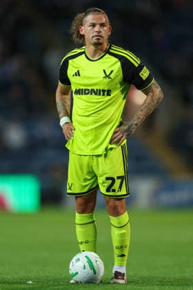 25th August 2026; Ewood Park, Blackburn, England; Carabao Cup Football, Blackburn Rovers versus Sheffield United; Kalvin Phillips of Sheffield United prepares to take a freekick AidanxHunter