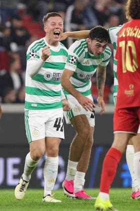 LINZ, AUSTRIA - AUGUST 25: team Celtic Glasgow celebrates the goal to 0:1 during the UEFA Champions League Play-off 2nd leg match between LASK and Celtic Glasgow at Oberoesterreich Arena on August 25, 2026 in Linz, Austria. (Photo by Severin Aichbauer Sports Press Photo SPP)  Copyright: xSeverinxAichbauer SPPx Sportspressphoto_SPR215985