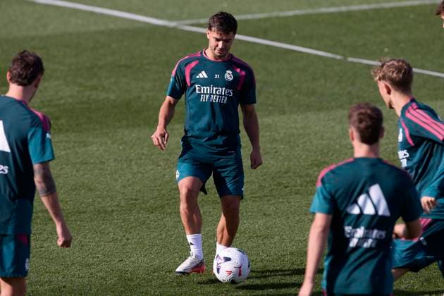 Real Madrid CF training session and press conference, PK, Pressekonferenz at Ciudad Real Madrid in Madrid, Spain - 25 Aug 2026 Brahim Diaz of Real Madrid CF seen in action during the training session at Ciudad Real Madrid, on the eve of the LaLiga EA Sports 2026 2027 week 1 football match between Real Madrid CF and Real Sociedad Madrid Spain Copyright: xFedericoxTitonex xSOPAxImagesx Federico-Titone-1444699