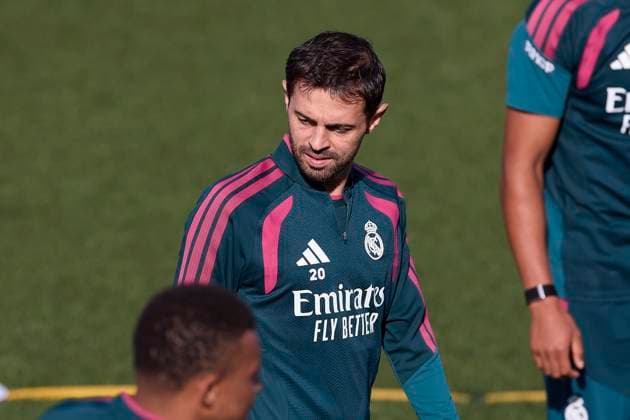 Real Madrid CF training session and press conference, PK, Pressekonferenz at Ciudad Real Madrid in Madrid, Spain - 25 Aug 2026 Bernardo Silva of Real Madrid CF seen in action during the training session at Ciudad Real Madrid, on the eve of the LaLiga EA Sports 2026 2027 week 1 football match between Real Madrid CF and Real Sociedad Madrid Spain Copyright: xFedericoxTitonex xSOPAxImagesx Federico-Titone-1444703