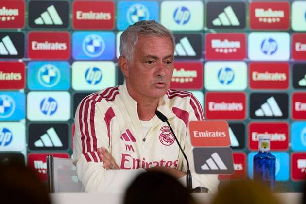 Real Madrid CF training session and press conference, PK, Pressekonferenz at Ciudad Real Madrid in Madrid, Spain - 25 Aug 2026 Jose Mourinho, the head coach of Real Madrid CF, attends a press conference at Ciudad Real Madrid, on the eve of the LaLiga EA Sports 2026 2027 week 1 football match between Real Madrid CF and Real Sociedad Madrid Spain Copyright: xFedericoxTitonex xSOPAxImagesx Federico-Titone-1444708