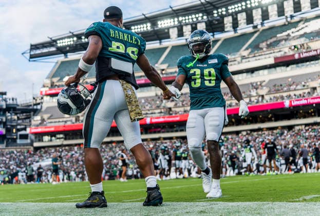 August 25, 2026, Philadelphia, Pa, USA: Philadelphia Eagles running back Saquon Barkley practices during the Philadelphia Eagles public practice at Lincoln Financial Field in Philadelphia, Pennsylvania on August 25, 2026. Cal Media NFL, American Football Herren, USA 2026: Philadelphia Eagles Public Practice AUG 25  - ZUMAcs17 20260825_faf_cs17_032 Copyright: xScottxSeriox