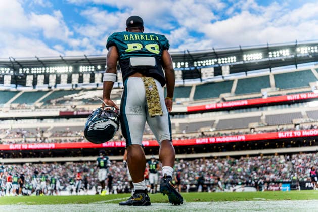 August 25, 2026, Philadelphia, Pa, USA: Philadelphia Eagles running back Saquon Barkley practices during the Philadelphia Eagles public practice at Lincoln Financial Field in Philadelphia, Pennsylvania on August 25, 2026. Cal Media NFL, American Football Herren, USA 2026: Philadelphia Eagles Public Practice AUG 25  - ZUMAcs17 20260825_faf_cs17_033 Copyright: xScottxSeriox