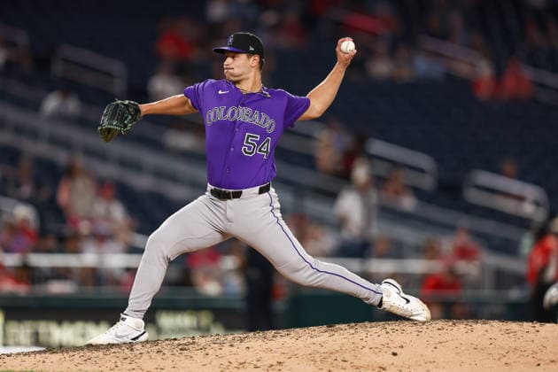 August 25, 2026, Washington D.C, District Of Columbia, United States: Washington, DC; Colorado Rockies pitcher Mark Manfredi (54) delivers the pitch during the Major League Baseball game between the Washington Nationals and the Colorado Rockies at Nationals Park on Tuesday, August 25, 2026. The Rockies beat the Nationals 3-1. MLB, Baseball Herren, USA Colorado Rockies 3:1 Washington Nationals  - ZUMAp258 20260825_znp_p258_028 Copyright: xStevexPrakopex
