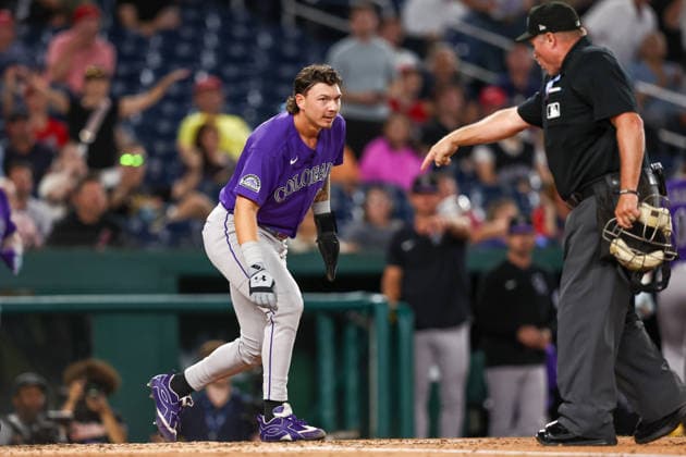 August 25, 2026, Washington D.C, District Of Columbia, United States: Washington, DC; Home plate umpire Marvin Hudson (51) rules interference during the Major League Baseball game between the Washington Nationals and the Colorado Rockies at Nationals Park on Tuesday, August 25, 2026. The Rockies beat the Nationals 3-1. MLB, Baseball Herren, USA Colorado Rockies 3:1 Washington Nationals  - ZUMAp258 20260825_znp_p258_038 Copyright: xStevexPrakopex