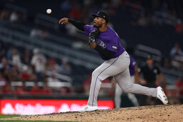 August 25, 2026, Washington D.C, District Of Columbia, United States: Washington, DC; Colorado Rockies pitcher Jaden Hill (0) delivers a pitch during the Major League Baseball game between the Washington Nationals and the Colorado Rockies at Nationals Park on Tuesday, August 25, 2026. The Rockies beat the Nationals 3-1. MLB, Baseball Herren, USA Colorado Rockies 3:1 Washington Nationals  - ZUMAp258 20260825_znp_p258_042 Copyright: xStevexPrakopex