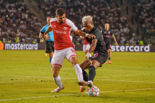 Joy-Lance Mickels and Roy Levy seen during UEFA Champions League 26 27 4th qualifying round 2ed leg match between teams of Sabah FK and Hapoel Beer Sheva (Lukasz Germaniuk Ball Raw Images) Baku Tofiq Bahramov Stadium Azerbaijan Copyright: xLukaszxGermaniukx 250825WSZ-271