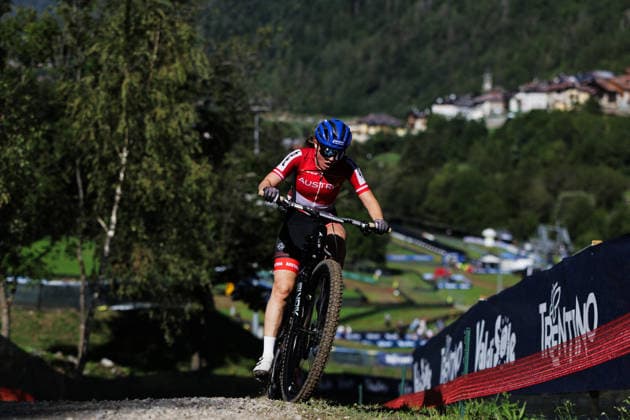2026 UCI Mountain Bike World Championships Picture by Alex Whitehead SWpix.com - 26 08 2026 - Cycling - 2026 UCI Mountain Bike World Championships - Val di Sole, Trentino, Italy - E-mountain bike (E-MTB) Cross Country - Women Elite - Anna Spielmann (Austria) Copyright: x xSWpix.comx(t axPhotographyxHubxLtd)xAlexxWhitehead SWpix.comx SWP-3030-19391