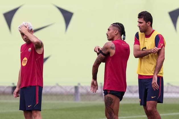 August 26, 2026, Sant Joan Despi, Barcelona, Spain: Pedri, Raphinha and Rodri during the training day of FC Barcelona, Barca ahead the Spanish League, Laliga EA Sports, football match against Athletic Club at Ciudad Esportiva Joan Gamper on August 26, 2026 in Sant Joan Despi, Barcelona, Spain. FC Barcelona Training And press conference, PK, Pressekonferenz - LaLiga EA Sports  - ZUMAa181 20260826_zaa_a181_008 Copyright: xJavierxBorregox