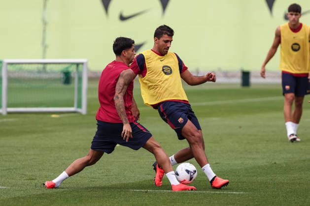 August 26, 2026, Sant Joan Despi, Barcelona, Spain: Rodri and Joao Cancelo during the training day of FC Barcelona, Barca ahead the Spanish League, Laliga EA Sports, football match against Athletic Club at Ciudad Esportiva Joan Gamper on August 26, 2026 in Sant Joan Despi, Barcelona, Spain. FC Barcelona Training And press conference, PK, Pressekonferenz - LaLiga EA Sports  - ZUMAa181 20260826_zaa_a181_011 Copyright: xJavierxBorregox