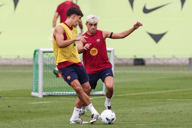 August 26, 2026, Sant Joan Despi, Barcelona, Spain: Pedri and Pau Cubarsi during the training day of FC Barcelona, Barca ahead the Spanish League, Laliga EA Sports, football match against Athletic Club at Ciudad Esportiva Joan Gamper on August 26, 2026 in Sant Joan Despi, Barcelona, Spain. FC Barcelona Training And press conference, PK, Pressekonferenz - LaLiga EA Sports  - ZUMAa181 20260826_zaa_a181_013 Copyright: xJavierxBorregox
