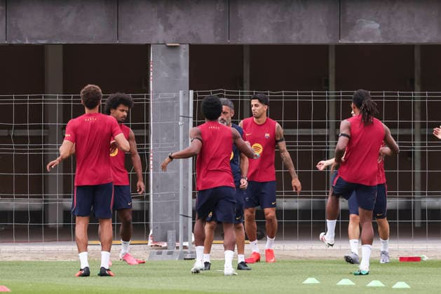 August 26, 2026, Sant Joan Despi, Barcelona, Spain: Karim Adeyemi and Joao Cancelo during the training day of FC Barcelona, Barca ahead the Spanish League, Laliga EA Sports, football match against Athletic Club at Ciudad Esportiva Joan Gamper on August 26, 2026 in Sant Joan Despi, Barcelona, Spain. FC Barcelona Training And press conference, PK, Pressekonferenz - LaLiga EA Sports  - ZUMAa181 20260826_zaa_a181_038 Copyright: xJavierxBorregox