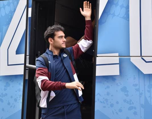Trabzonspor football team departs for Hungary for the match against Ferencvaros TRABZON, TURKIYE - AUGUST 26: Players and technical staff of Trabzonspor, including Aral Simsir, arrive at Trabzon Airport to board a private flight to Hungary ahead of their UEFA Europa League play-off second-leg match against Ferencvaros, in Trabzon, Turkiye, on August 26, 2026. Duygu Avunduk Anadolu Trabzon Turkey. Editorial use only. Please get in touch for any other usage.  Copyright: x2026xAnadoluxDuyguxAvundukx