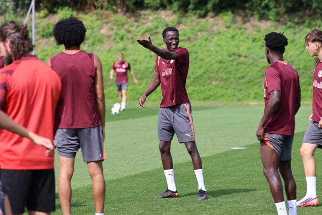 SOCCER - UEFA EL, RBS vs Mjaellby SALZBURG,AUSTRIA,26.AUG.26 - SOCCER - UEFA Europa League, play-off, Red Bull Salzburg vs Mjaellby AIF, preview, training RBS. Image shows Abubakr Barry (RBS).  GEPAxpictures xMathiasxMandl