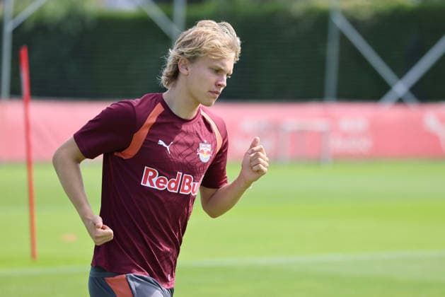 SOCCER - UEFA EL, RBS vs Mjaellby SALZBURG,AUSTRIA,26.AUG.26 - SOCCER - UEFA Europa League, play-off, Red Bull Salzburg vs Mjaellby AIF, preview, training RBS. Image shows Frans Kraetzig (RBS).  GEPAxpictures xMathiasxMandl