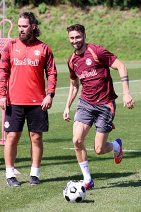 SOCCER - UEFA EL, RBS vs Mjaellby SALZBURG,AUSTRIA,26.AUG.26 - SOCCER - UEFA Europa League, play-off, Red Bull Salzburg vs Mjaellby AIF, preview, training RBS. Image shows Dominik Schmid (RBS).  GEPAxpictures xMathiasxMandl