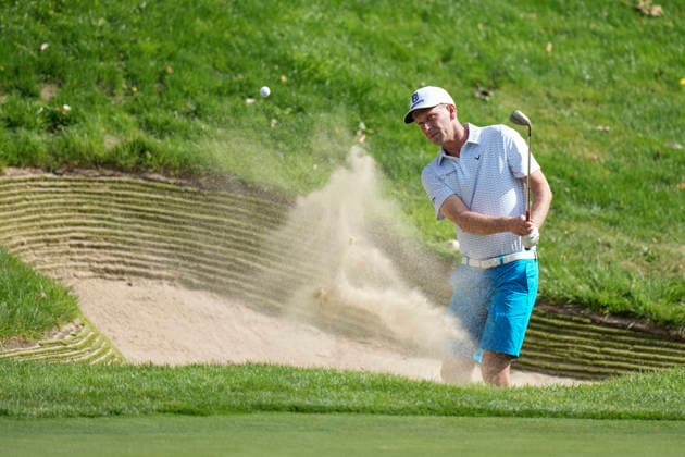 SUTTON COLDFIELD, ENGLAND - AUG 26: Marcel Siem (GER) plays from a green side bunker on the 10th hole during the Pro-Am at the 2026 Husqvarna British Masters at The Belfry, Sutton Coalfield on August 26, 2026 in Warwickshire, England The 2026 Husqvarna British Masters