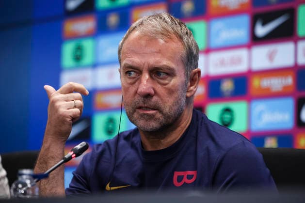 August 26, 2026, Sant Joan Despi, Barcelona, Spain: Hansi Flick, head coach of FC Barcelona, Barca attends his press conference, PK, Pressekonferenz during the training day of FC Barcelona ahead the Spanish League, LaLiga EA Sports, football match against Athletic Club at Ciudad Esportiva Joan Gamper on August 26, 2026 in Sant Joan Despi, Barcelona, Spain. FC Barcelona Training And Press Conference - LaLiga EA Sports  - ZUMAa181 20260826_zaa_a181_043 Copyright: xJavierxBorregox