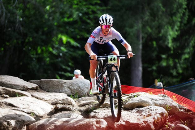2026 UCI Mountain Bike World Championships Picture by Ed Sykes SWpix.com - 26 08 2026 - Cycling - 2026 UCI Mountain Bike World Championships - Val di Sole, Trentino, Italy - Cross-country Olympic (XCO) Training - USA Copyright: x xSWpix.comx(t axPhotographyxHubxLtd)xEdxSykes SWpix.comx SWP-3030-19551