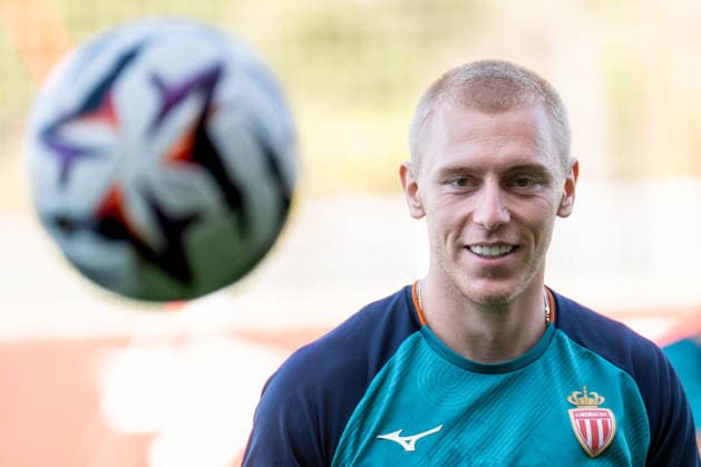 AS Monaco Training - Monaco Mika Biereth seen during training session of AS Monaco Football Club before the Europa League Conference match against Polish team Gornik Zabrze taken place in Stade Louis II on August 27, in AS Monaco training center in La Turbie, France on August 26, 2026. Photo by Laurent Coust ABACAPRESS.COM LA TURBIE Monaco  Copyright: xCoustxLaurent ABACAx