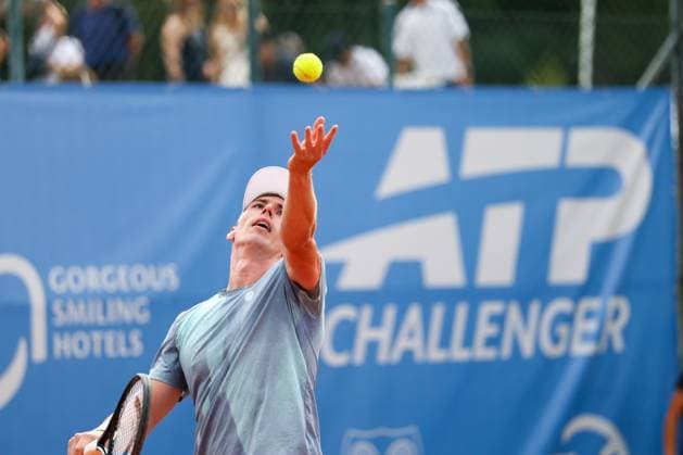 Im Bild: Kai Wehnelt (GER), Facundo Mena (ARG) vs. Kai Wehnelt (GER), ATP, Tennis Herren Challenger Schwaben Open, Herren, Einzel, Tennis, Achtelfinale, 26.08.2026 Augsburg Bayern Deutschland