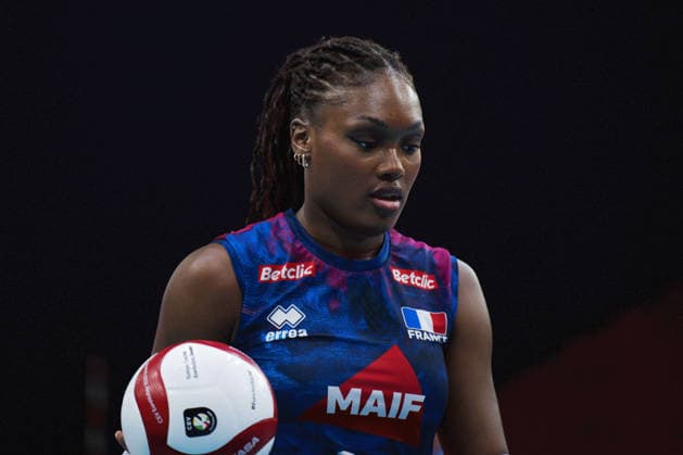 260826 Brooklyn Eva Elouga of France during the CEV EuroVolley 2026 group stage volleyball match between France and Italy on August 26, 2026 in Gothenburg. Photo: Mathias Bergeld BILDBYRAN kod MB MB1407 volleyboll volleyball cev eurovolley 2026 volleyboll-em france italy day 6 dam bbeng frankrike italien women kvinnerfrankrike france Copyright: MATHIASxBERGELD BB260826MB018