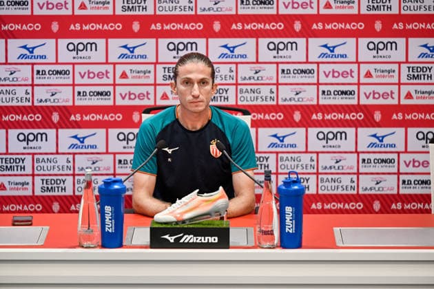 press conference, PK, Pressekonferenz AS Monaco - Monaco Coach Filipe Luis attends a press conference of AS Monaco Football Club before the Europa League Conference match against Polish team Gornik Zabrze taken place in Stade Louis II on August 27, in AS Monaco training center in La Turbie, France on August 26, 2026. Photo by Laurent Coust ABACAPRESS.COM LA TURBIE Monaco  Copyright: xCoustxLaurent ABACAx