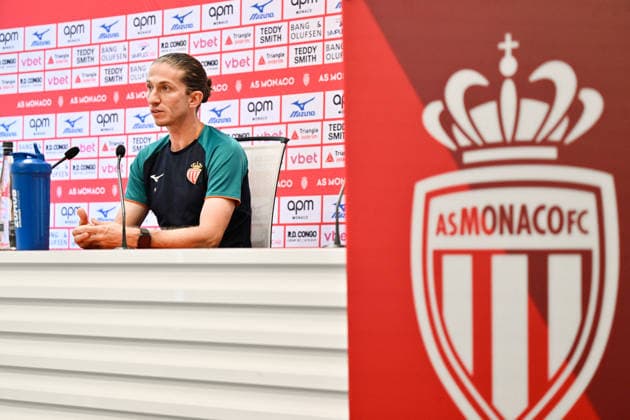 press conference, PK, Pressekonferenz AS Monaco - Monaco Coach Filipe Luis attends a press conference of AS Monaco Football Club before the Europa League Conference match against Polish team Gornik Zabrze taken place in Stade Louis II on August 27, in AS Monaco training center in La Turbie, France on August 26, 2026. Photo by Laurent Coust ABACAPRESS.COM LA TURBIE Monaco  Copyright: xCoustxLaurent ABACAx