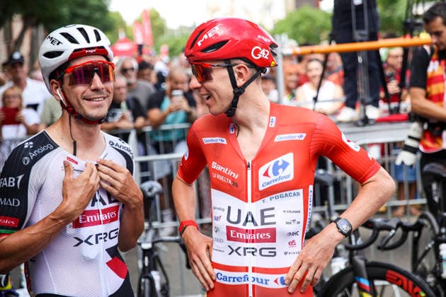 La Vuelta A Espana - Stage 5 From Falset To Roquetes 12 Joao Almeida of UAE Team Emirates - XRG 11 Tadej Pgacar of UAE Team Emirates - XRG during the La Vuelta Espana 2026 from Monaco to Granada, Stage 5 from Falset to Roquetes of 173km in Catalonia, on 26th of August, 2026 in Spain. Falset Spain  Copyright: xXavierxBonillax originalFilename:bonilla-lavuelta260826_np7ek.jpg