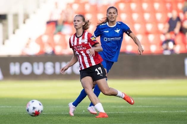 EINDHOVEN , 26-08-2026 , de Herdgang Stadium , Champions League women , knockout phase match 1 of 2 , season 2026 2027 , PSV - HB Koge , picture shows PSV women player Lore Jacobs PSV - HB Koge (women)  x206066730x Copyright: