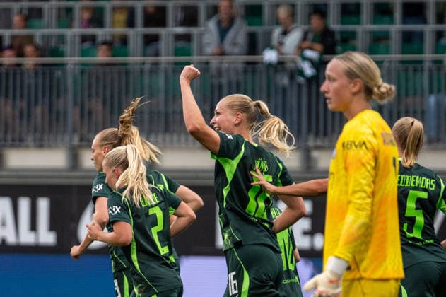 Deutschland, Fussball, UEFA, Womens Champions League, Qualifikation, 3. Runde, Hinspiel 2026 2027: VfL Wolfsburg - FC Internazionale Mailand am 26.08. in Wolfsburg (AOK-Stadion): Tor zum 2:0 Camilla Küver (VfL Wolfsburg, 16) Jubel, Freude, Torjubel, Emotionen Copyright: xSvenxHeidmannx