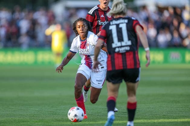 GER, Frankfurt, Eintracht Frankfurt vs Paris Saint-Germain, UEFA Womens Champions League, Fussball, UEFA, Spielzeit 2026 2027, Stadion am Brentanobad, 3. Quali-Runde, Hinspiel im Bild: Joe Echegini (Paris Saint-Germain Frauen 6) DFB DFL REGULATIONS PROHIBIT ANY USE OF PHOTOGRAPHS AS IMAGE SEQUENCES AND OR QUASI-VIDEO, 26.08.2026 Copyright: HMBxMedia HendrikxHamelau