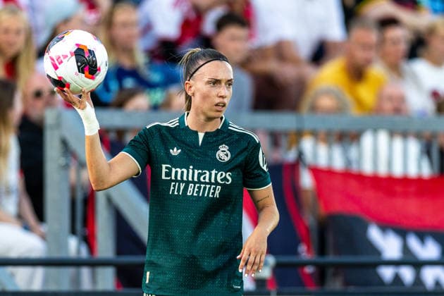 UEFA Women s Champions League: Ajax Vrouwen v Real Madrid Women AMSTERDAM, NETHERLANDS - AUGUST 26: Eva Navarro of Real Madrid during the UEFA Women s Champions League match between Ajax Vrouwen and Real Madrid Women at Sportpark De Toekomst on August 26, 2026 in Amsterdam, Netherlands. Amsterdam Sportpark De Toekomst Netherlands Content not available for redistribution in The Netherlands directly or indirectly through any third parties. Copyright: xMarcelxvanxPlateringenx