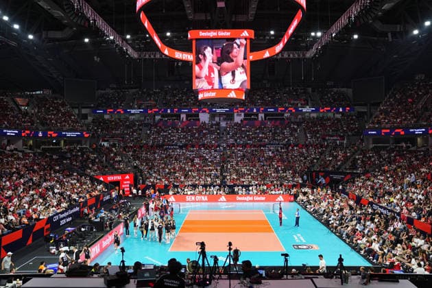 Turkiye v Germany - CEV EuroVolley 2026 ISTANBUL, TURKIYE - AUGUST 26: Fans gather to watch the CEV EuroVolley 2026 Women Group A match between Turkiye and Germany at Sinan Erdem Sports Hall, on August 26, 2026, in Istanbul, Turkiye. Esra Bilgin Anadolu Istanbul Turkey. Editorial use only. Please get in touch for any other usage.  Copyright: x2026xAnadoluxEsraxBilginx