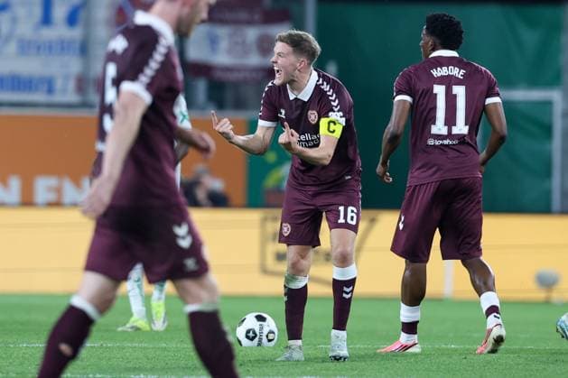 26.August.2026 - SOCCER - 2026 27 UEFA Conference League Play-offs, 2nd Leg, SK Rapid Wien vs Heart of Midlothian FC Blair Spittal (Hearts) gestures VIENNA VIENNA, AUSTRIA Allianz Stadion SK Rapid Wien Allianz Stadion AUSTRIA Copyright: xYigitxOermex xPsxImagesxYigitxOermex xPsxImagesx