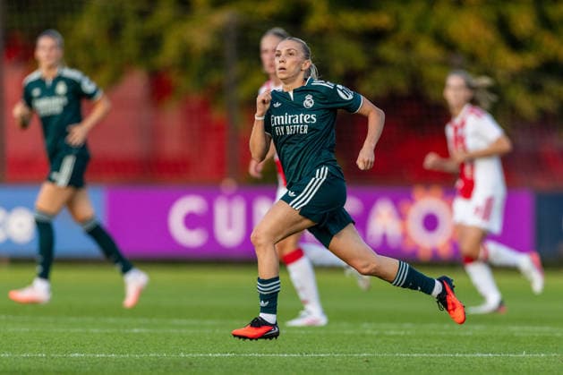 UEFA Women s Champions League: Ajax Vrouwen v Real Madrid Women AMSTERDAM, NETHERLANDS - AUGUST 26: Elisa Senß of Real Madrid during the UEFA Women s Champions League match between Ajax Vrouwen and Real Madrid Women at Sportpark De Toekomst on August 26, 2026 in Amsterdam, Netherlands. Amsterdam Sportpark De Toekomst Netherlands Content not available for redistribution in The Netherlands directly or indirectly through any third parties. Copyright: xMarcelxvanxPlateringenx