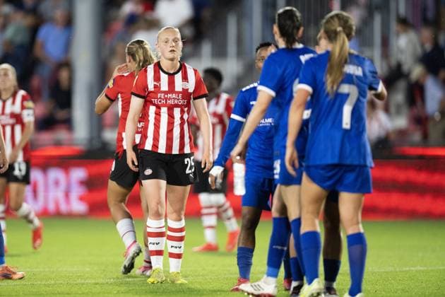 EINDHOVEN , 26-08-2026 , de Herdgang Stadium , Champions League women , knockout phase match 1 of 2 , season 2026 2027 , PSV - HB Koge , picture shows PSV women player Emma Frijns after the match PSV - HB Koge (women) (0-1) PSV - HB Koge (women)  x206069173x Copyright: