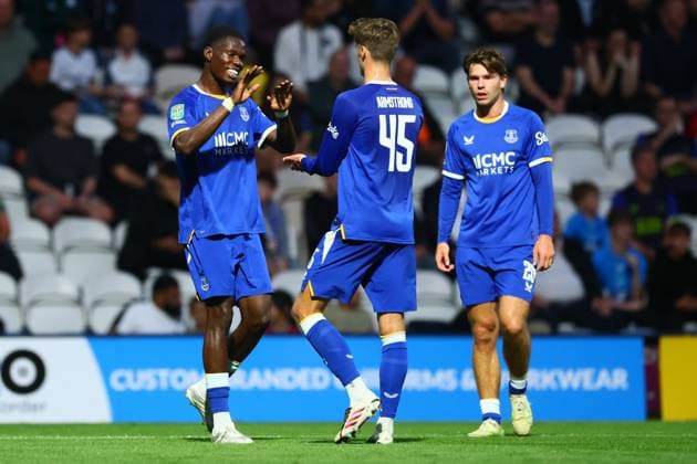 Thierno Barry of Everton scores to make it 0-1 and celebrates Preston North End v Everton, EFL Carabao Cup, Second Round, Football, Deepdale, Preston, UK - 26 Aug 2026Preston Deepdale United Kingdom EDITORIAL USE ONLY No use with unauthorised audio, video, data, fixture lists, club league logos or live services. Online in-match use limited to 120 images, no video emulation. No use in betting, games or single club league player publications. Copyright: xPaulxCurrie Shutterstockx 17115055ay