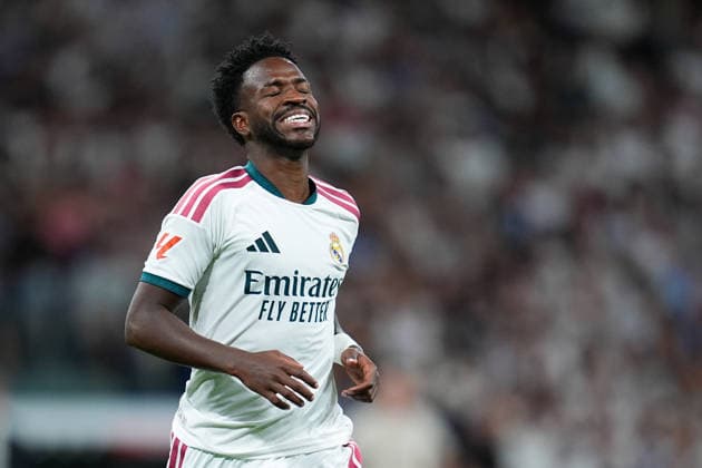 August 26, 2026, Madrid, Madrid, Spain: Vinicius Junior of Real Madrid CF reacts during the Spanish League, LaLiga EA Sports, football match played between Real Madrid and Real Sociedad at Bernabeu stadium on August 26, 2026, in Madrid, Spain. Madrid Spain - ZUMAa181 20260826_zaa_a181_091 Copyright: xDennisxAgyemanx