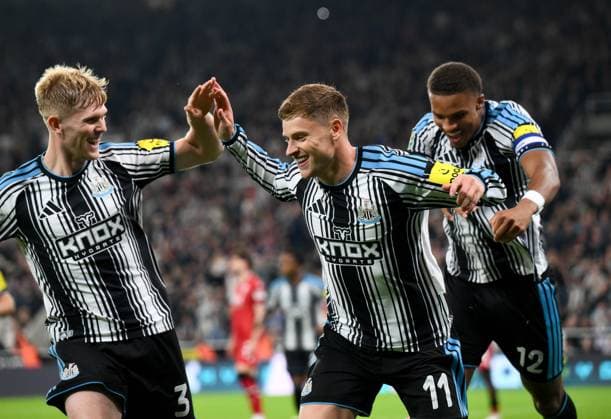 Harvey Barnes of Newcastle United scores their second goal Newcastle United v West Bromwich Albion, EFL Carabao Cup, Second Round, Football, St James Park, Newcastle, UK - 26 Aug 2026Newcastle St James Park United Kingdom EDITORIAL USE ONLY No use with unauthorised audio, video, data, fixture lists, club league logos or live services. Online in-match use limited to 120 images, no video emulation. No use in betting, games or single club league player publications. Copyright: xRichardxLee Shutterstockx 17115059av