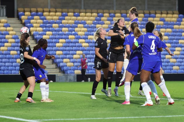Chelsea v Real Sociedad Women 26 August 2026, London - UEFA Women s Champions League, Third Qualifying Round, First Leg - Chelsea v Real Sociedad Women - Veerle Buurman of Chelsea scores their 2nd goal - Photo: Charlotte Wilson Offside. London UK Copyright: xCharlottexWilsonx xOffsidexOffside