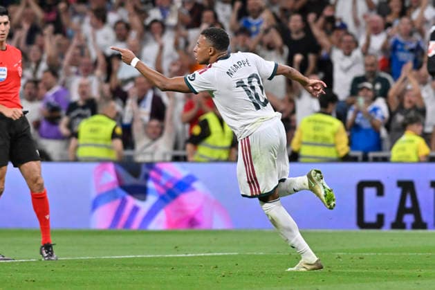 August 26, 2026, Madrid, Madrid, Spain: 10 KYLIAN MBAPPE of Real Madrid CF celebrates a goal during the match on the second matchday of the 2026 27 National League First Division Championship between REAL MADRID C.F. and REAL SOCIEDAD, played at the Bernabo u Stadium on August 26, 2026, in Madrid, Spain. Madrid Spain - ZUMAc312 20260826_zsp_c312_115 Copyright: xOscarxManuelxSanchezx