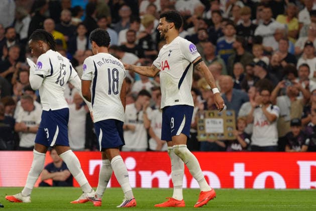 26th August 2026; Tottenham Hotspur Stadium, London, England; Carabao Cup Football, Tottenham Hotspur versus Charlton Athletic; Dominic Solanke of Tottenham Hotspur celebrates to make it 2-0 in the 45th minute TomxMajor
