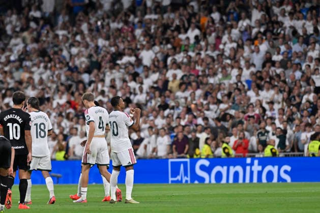 August 26, 2026, Madrid, Madrid, Spain: 10 KYLIAN MBAPPE of Real Madrid CF celebrates a goal during the match on the second matchday of the 2026 27 National League First Division Championship between REAL MADRID C.F. and REAL SOCIEDAD, played at the Bernabo u Stadium on August 26, 2026, in Madrid, Spain. Madrid Spain - ZUMAc312 20260826_zsp_c312_114 Copyright: xOscarxManuelxSanchezx