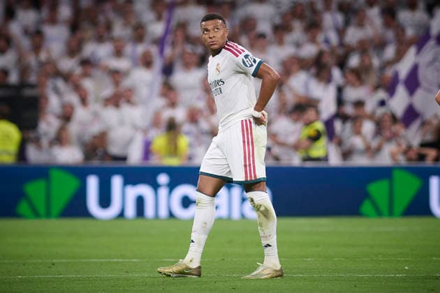 REAL MADRID CF v REAL SOCIEDAD. LA LIGA 2026 2027. ROUND 1. Real Madrid CF™s Kylian Mbappe celebrates a goal during La Liga match. August 26 ,2026. (ALTERPHOTOS Ropero) MadridSpain  Copyright: xRoperox