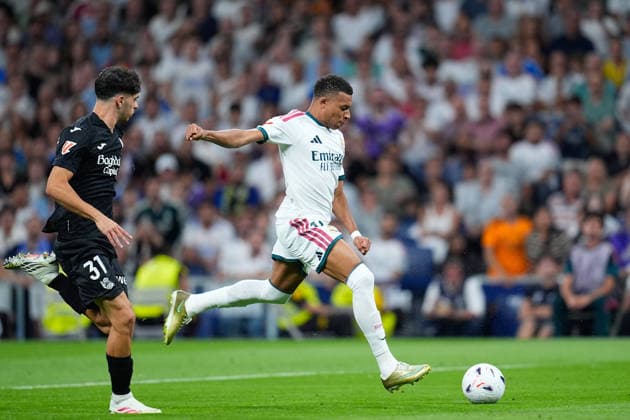 August 26, 2026, Madrid, Madrid, Spain: Kylian Mbappe of Real Madrid CF shoots during the Spanish League, LaLiga EA Sports, football match played between Real Madrid and Real Sociedad at Bernabeu stadium on August 26, 2026, in Madrid, Spain. Real Madrid V Real Sociedad - LaLiga EA Sports  - ZUMAa181 20260826_zaa_a181_194 Copyright: xDennisxAgyemanx
