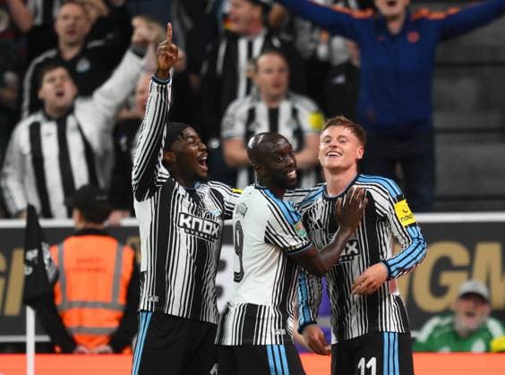 Harvey Barnes of Newcastle United celebrates scoring their third goal Newcastle United v West Bromwich Albion, EFL Carabao Cup, Second Round, Football, St James Park, Newcastle, UK - 26 Aug 2026Newcastle St James Park United Kingdom EDITORIAL USE ONLY No use with unauthorised audio, video, data, fixture lists, club league logos or live services. Online in-match use limited to 120 images, no video emulation. No use in betting, games or single club league player publications. Copyright: xRichardxLee Shutterstockx 17115059cq