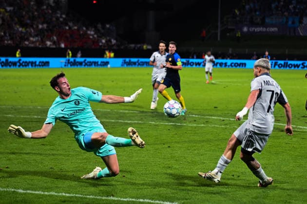 NK Celje vs. SK Slovan Bratislava in the UEFA Champions League play-off round. Cristian Martinez from SK Slovan in action during NK Celje vs. SK Slovan Bratislava in the UEFA Champions League play-off round. celje Slovenia  Copyright: xNikxErikxNeubauerx DSC_5922
