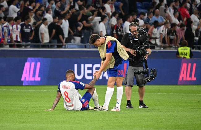 Football : Olympique Lyonnais v Fenerbahce SK - UEFA Champions League, Play-offs - 26 08 2026 Corentin Tolisso on the ground after his team s defeat. the UEFA Champions League, Play-offs, second leg football match between Olympique Lyonnais and Fenerbahce SK at Groupama Stadium Decines Charpieu Lyon France on August 26 2026 LYONFrance  Copyright: xMouradxAllilix